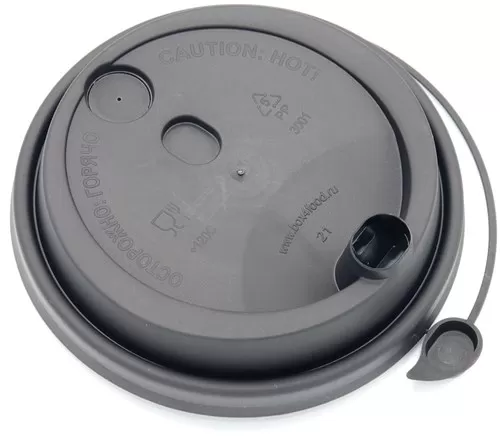 Крышка д/стаканов черная с питейником и застежкой 80мм 50шт/упак/20