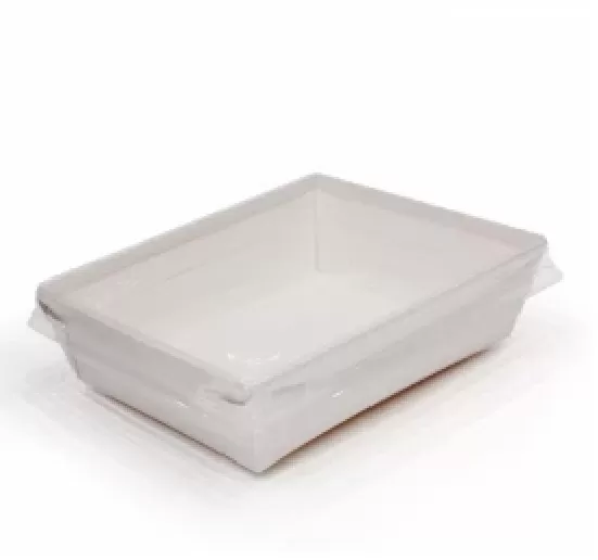 Контейнер бумажный белый Crystal box, 500мл с прозрачной крышкой 50шт/упак /6