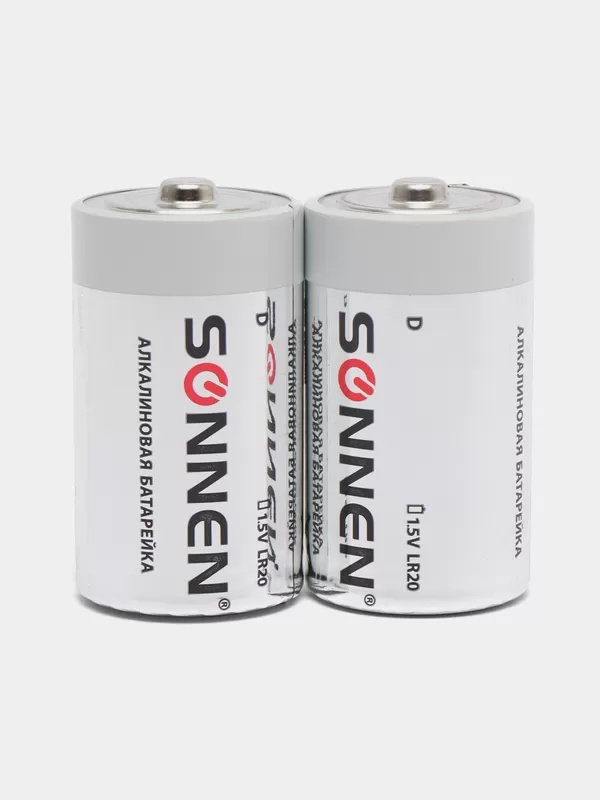 Батарейки КОМПЛЕКТ 2 шт, SONNEN Alkaline, D (LR20, 13А), алкалиновые, в блистере,