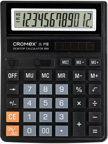 Калькулятор настольный CROMEX 888 (185×145 мм), 12 разрядов, ЧЕРНЫЙ/30