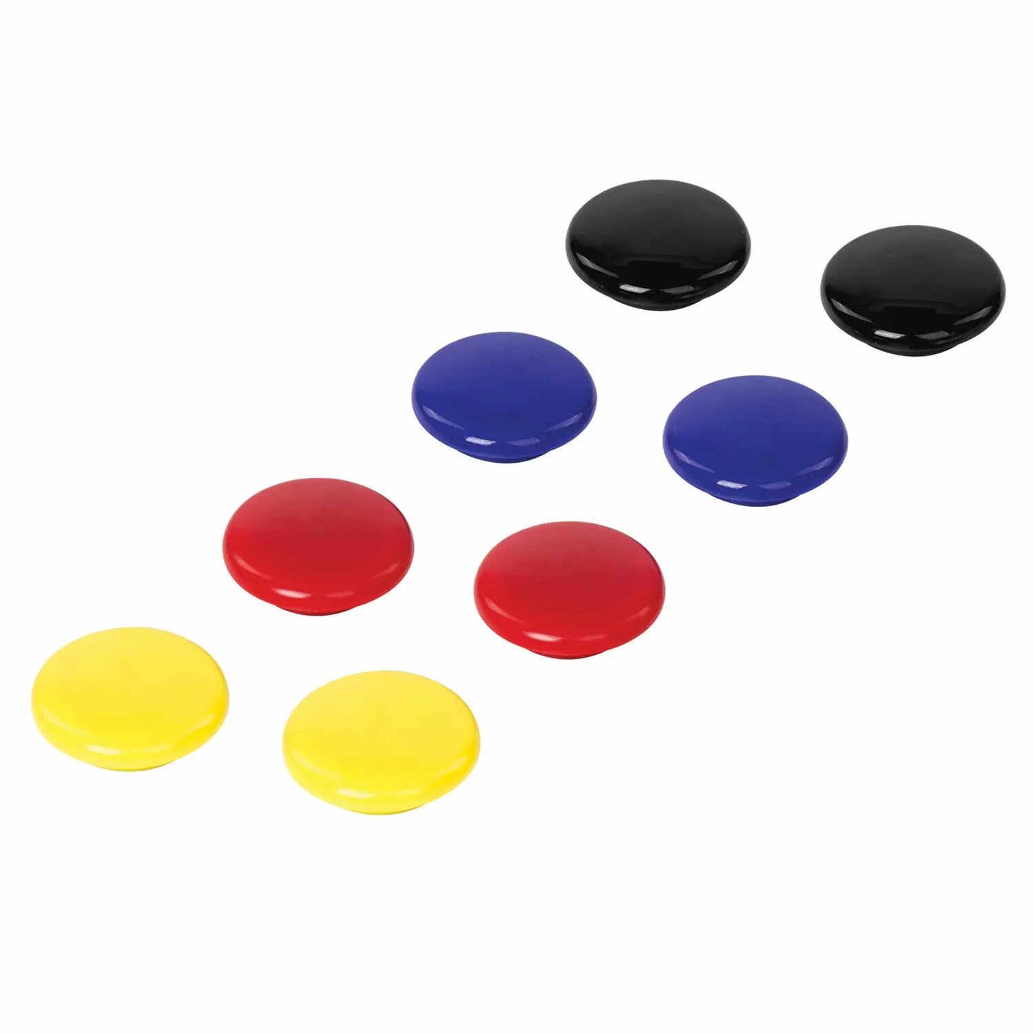 Магниты диаметром 30 мм, КОМПЛЕКТ 8 штук, цвет АССОРТИ, в блистере