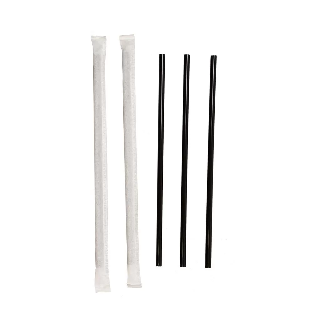 Трубочки для коктейля без изгиба черные 24 см, d 8 мм, в инд.бум.упаковке, 250 шт
