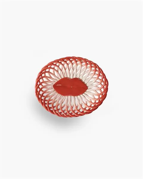 Корзина d 22 см h 7 см, цвет бело-красный, Les Objets Mouleversants