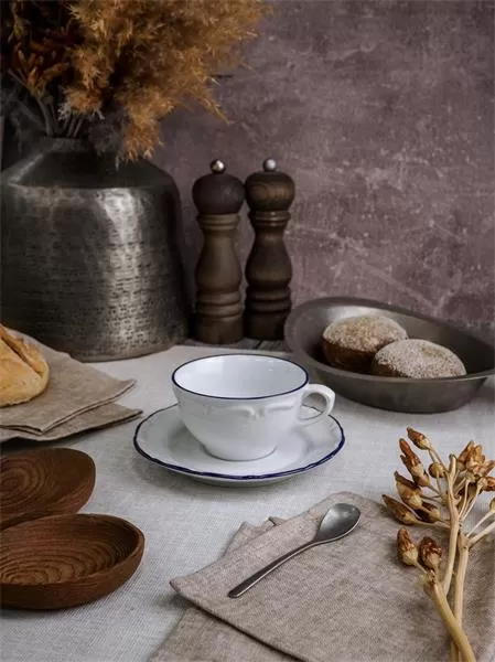 Чашка кофейная 80 мл, кант синий