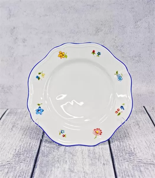 Тарелка мелкая d 25,5 см h 2,2 см, фарфор, Grazia с деколью Цветы