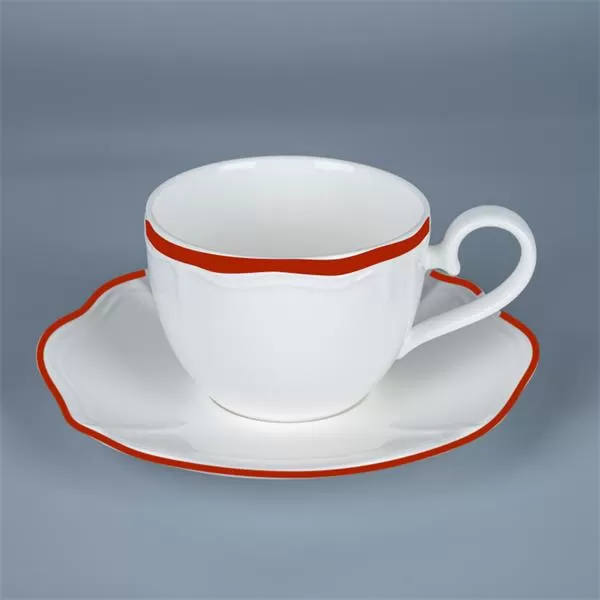 Блюдце d 16 см h  2,2 см, фарфор, Grazia, кант красный