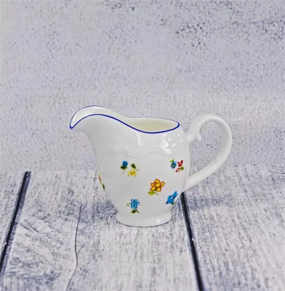 Молочник с ручкой 140 мл, 12,6×6,4 см h 9 см, фарфор, Grazia с деколью Цветы